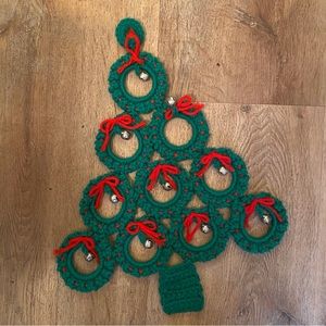 Vintage Macrame Christmas Tree Wreath Hanging with Magnets
